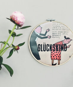 Stickrahmenbild *Glückskind* auf japanischem Kinderbuchblatt von 1965
