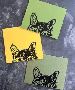 Linoldruck *cat is watching you* Katze – Chat – Cat auf Buchdeckel