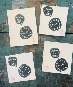 Linoldruck Uhr - Clock - Watch  - Schenk ich Dir