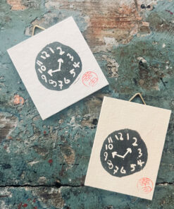 Linoldruck Uhr - Clock - Watch