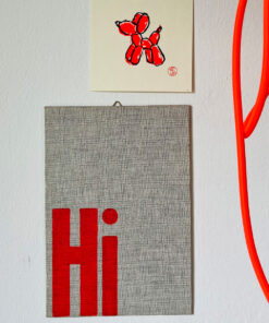Letterpress  *Hi* Neon auf Buchdeckel